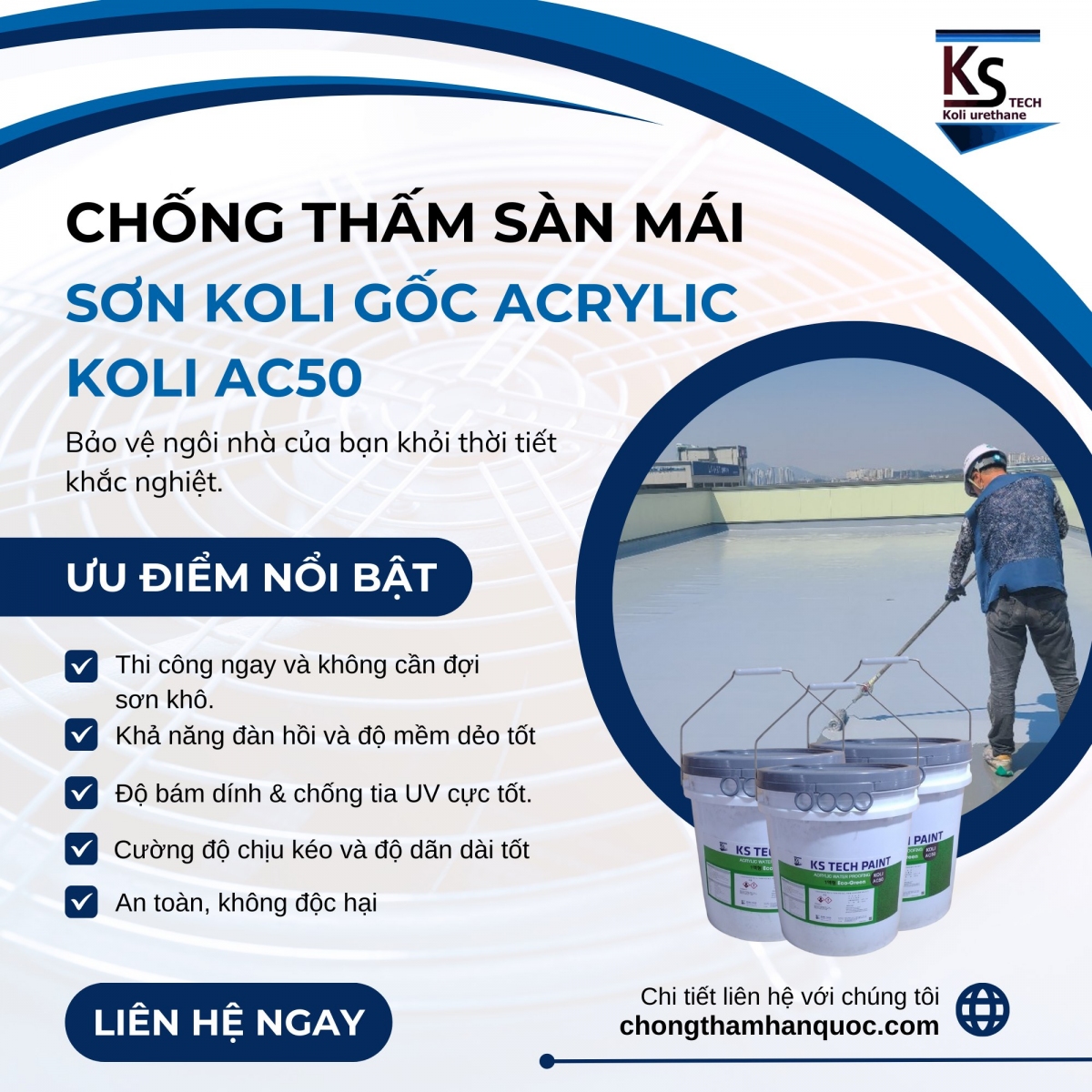 Quy trình thi công chống thấm sơn KOLI-AC50